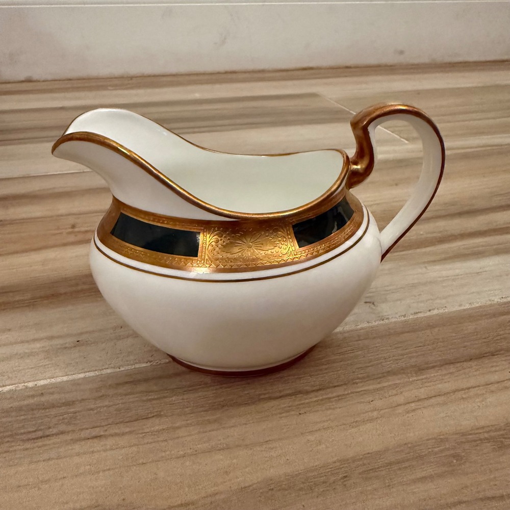 Vintage Aynsley Empress Laurel Creamer Pitcher Cobalt Blue 24k Gold Bone China